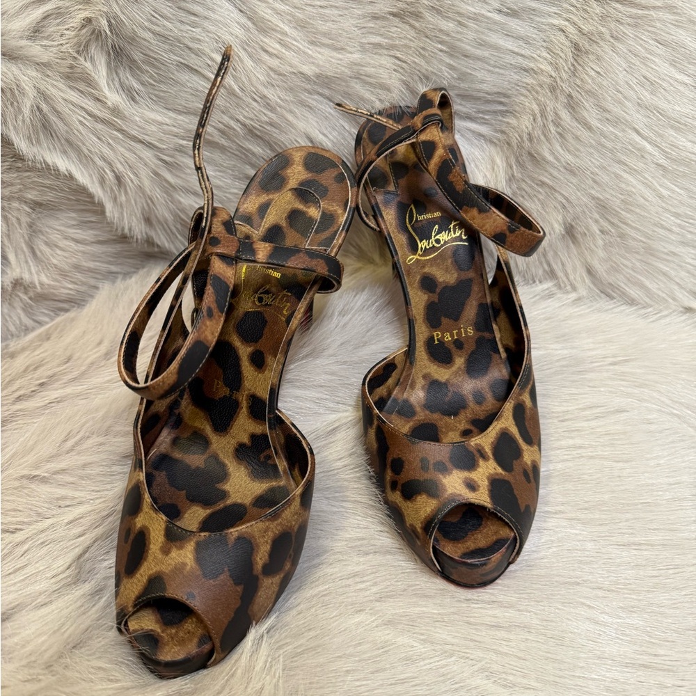 Christian Louboutin Brown Lace-Up Heels